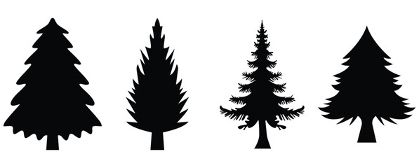 Obraz premium Fir Tree Silhouette Pictogram Set – Fir Trees for Holiday 