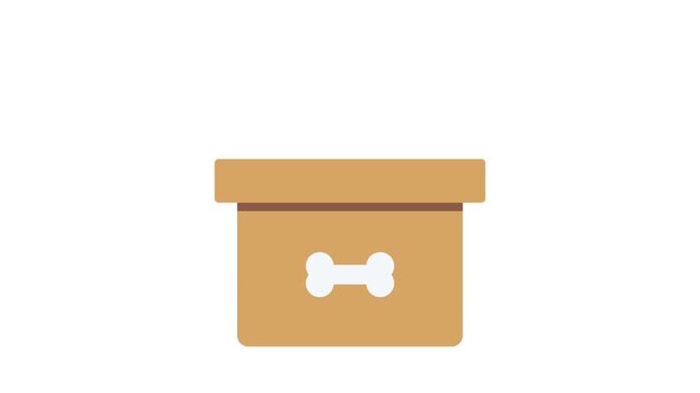 A dog bone and a coin placed together inside a small box.
