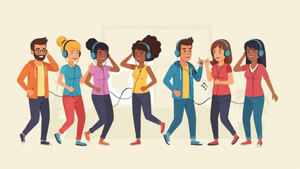 Obraz premium Diverse group of people enjoying music together
