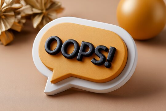 Speech bubble with oops text on decorative background