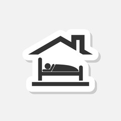 Sleep in house icon sticker isolated on gray background