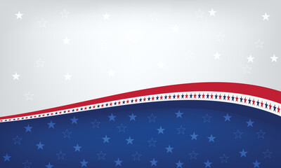 American Patriotic Wavy Star Background Vector
