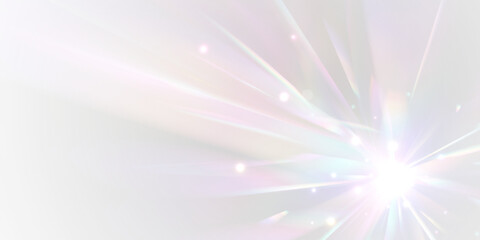 Fototapeta premium Prismatic light scatters across transparent crystal surfaces with radiant rainbow energy. Shiny streaks feel ethereal. Designed for magical PNG effects.