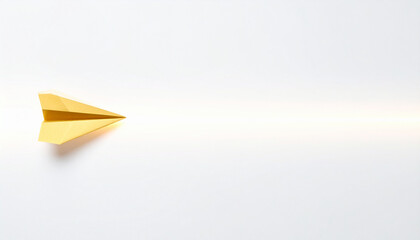 paper plane flying with a glowing light trail, symbolizing innovation and leadership conceptual 3D illustration