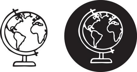 Obraz premium Globe icon set. World globe line icon. Vector Earth global country map planet line icons. Travel internet globe set.