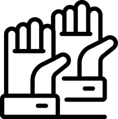 Obraz premium Two hands protecting with gloves showing stop sign