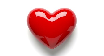 Obraz premium A shiny 3D red heart shape isolated on a white background serves as a romantic symbol of love and passion, perfect as a vector icon for a Valentine's Day wedding gift or holiday design