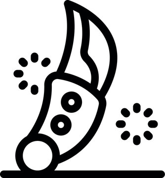 Sharp karambit knife hitting the ground, creating motion lines