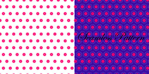 Minimalist seamless pattern with small fuchsia flowers on a clean white background isolated on transparent background, Vector