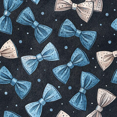 Blue Bowtie Seamless Pattern