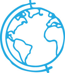 Obraz premium Simple blue globe icon. World globe line icon.