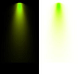 Neon green spotlight stage beam effect isolated on transparent background with vertical light ray for event performance