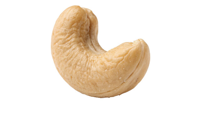 single cashew nut isolated on transparent background cut out