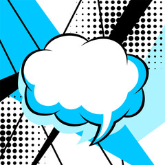 Background with speech bubble. Decorative abstract card in pop art style.