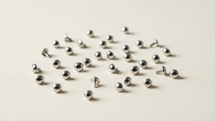 Metallic spheres scattered on a plain surface