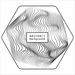 Particles and wavy lines in shape. Linear wave style.