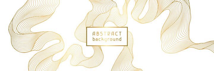 Background with wave elements. Abstract card with linear curls.