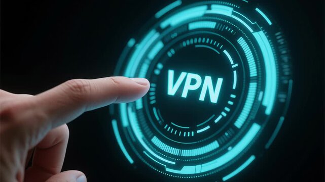 Vpn connections and zero trust security data protection secure access online privacy encryption technology digital interface hand pointing futuristic screen concept for online protection