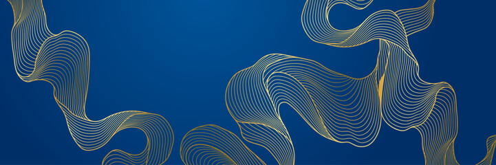 Background with wave elements. Abstract card with linear curls.