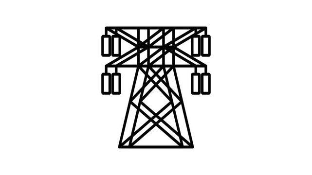 Animated transmission tower icon isolated on white background