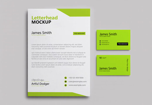 Letterhead and Business Card Stationery Mockup