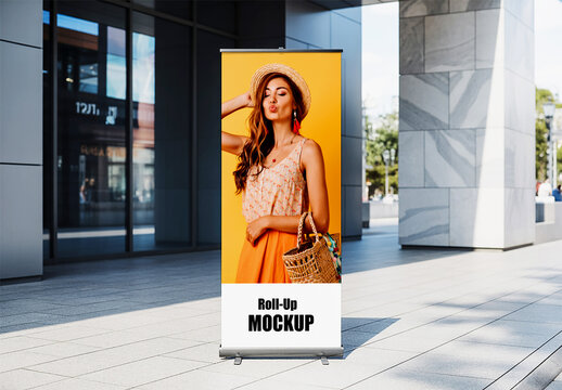 Outdoor Roll Up Banner Mockup for Summer Sale