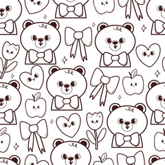Obraz premium cute black and white animal and cute element seamless pattern