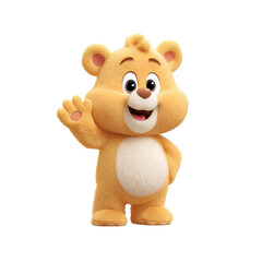 Cute bear cartoon waving hand with transparent background