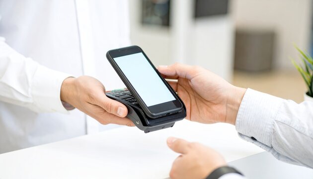 person is using a mobile device to pay for at a store