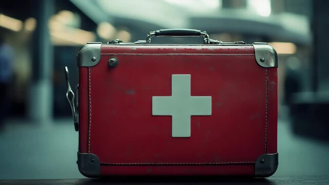 selective focus travel first aid kit for personal safety