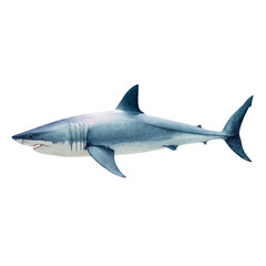 Obraz premium A Magnificent Side View of a Shark Highlighting the Sleek Body and Sharp Features of This Powerful Marine Predator on Transparent Background
