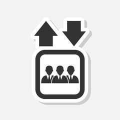 Elevator icon sticker isolated on gray background