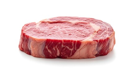 Raw cut of beef on white background for culinary use