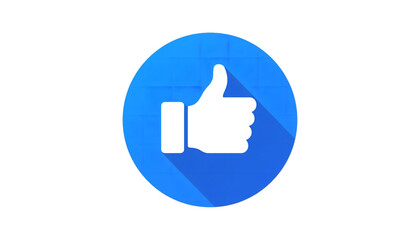 Obraz premium A blue circle with a white thumbs up icon on transparent background