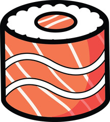 Delicious salmon sushi maki roll with a vibrant orange and white design © Bst