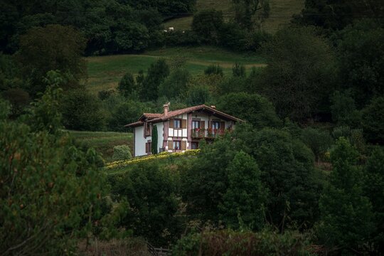 Traditional Basque Farmhouse Baserri in Baztan Valley, Navarra, Spain