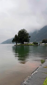 Lake Lugano in Switzerland popular picturesque destination Melide scenic view Ticino canton