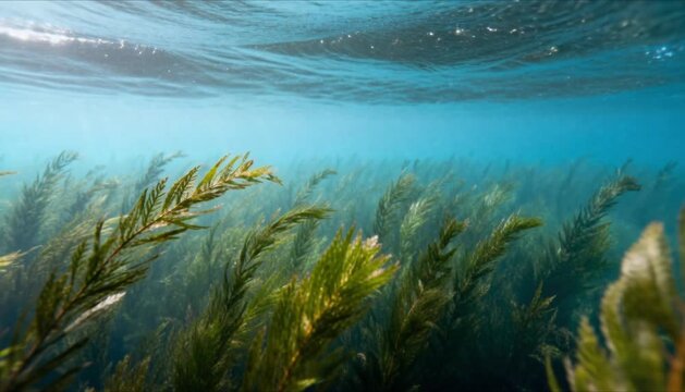 swaying seagrass and surface waves underwater perfect for world seagrass day
