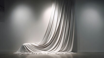 Abstract White Fabric Sculpture Installation