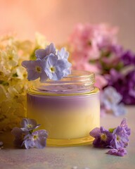 Pastel Cream Jar With Flowers