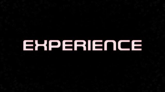 Electrified flashing EXPERIENCE animated graphic in white yellow and black