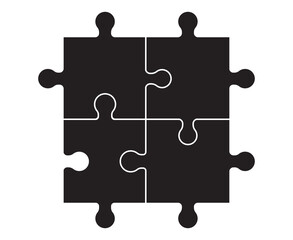 Obraz premium Puzzle icon elements. Puzzle pieces icon simple line vector. Puzzle jigsaw outline icons on white background. puzzle piece vector icon set and silhouette art isolated on white background. 