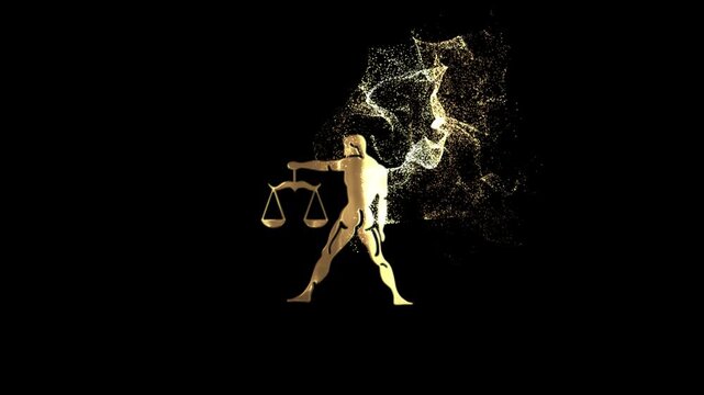 Libra zodiac sign, horoscope, gold particles alpha channel, zodiac sign with a transparent background