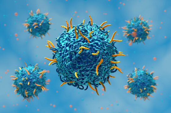 CAR T cell therapy - Closeup view 3d illustration
