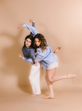 Female dancers posed together in studio dance moves