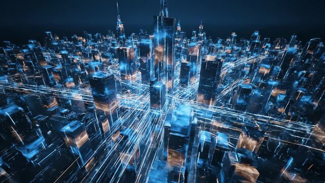 Futuristic Digital Infrastructure Network with Connected Data Nodes