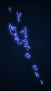 Vertical Neon Blue Vanuatu Map Borders Outline Loop Background