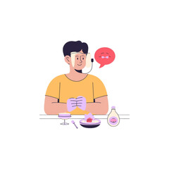 Man in Face Shield & Gloves with Creative Supplies