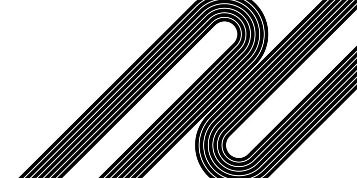 Vector pattern of black parallel lines on a white background in retro style. Decorative design element for advertising, packaging, sportswear. Sports vector background. Competition. vector