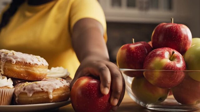Cinematic slow motion portrayal of a young overweight child, highlighting medical awareness and signs of childhood obesity for health educational content and pediatric wellness imagery.